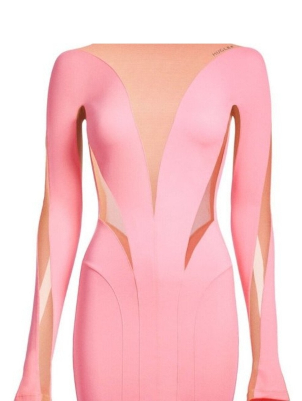 Mugler H&M Mesh-paneled mini dress Pink/Beige mesh